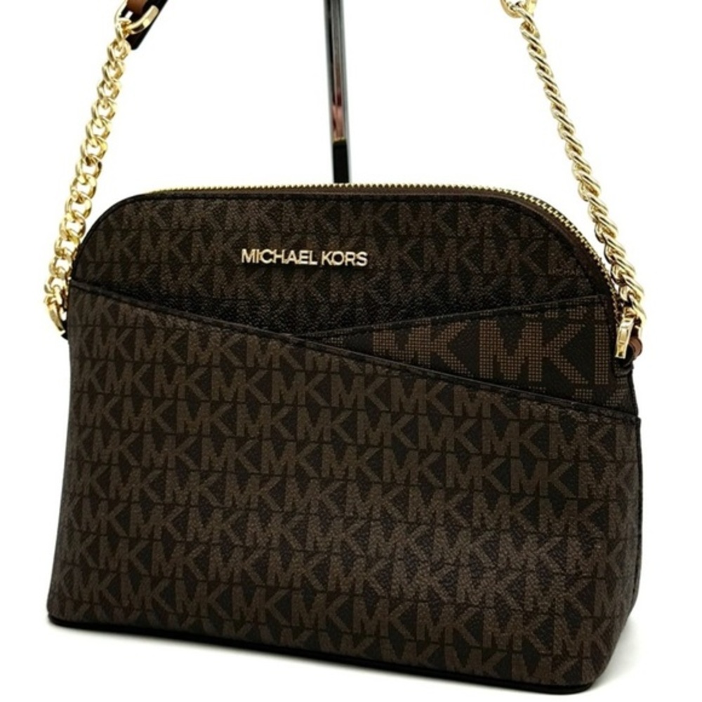 MICHAEL KORS Jet Set Travel Medium Dome Crossbody Bag Brown